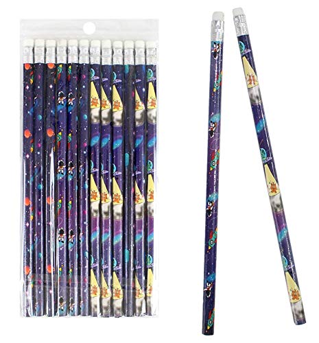 12er Set Bleistifte mit Radiergummi, Weltraum Space 19cm von LG-Imports