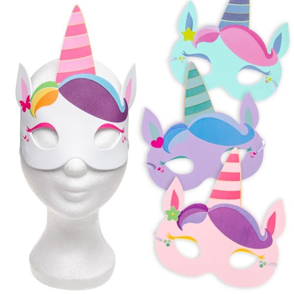 Einhorn Partymaske aus Moosgummi, 18,2cm, mit Band von LG-Imports