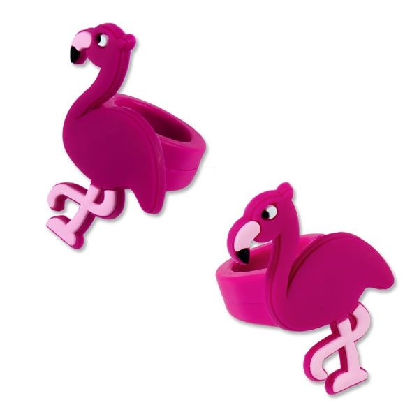 Flamingo Ring in PINK, 1 Stk, 4,5cm, Gummiring von LG-Imports