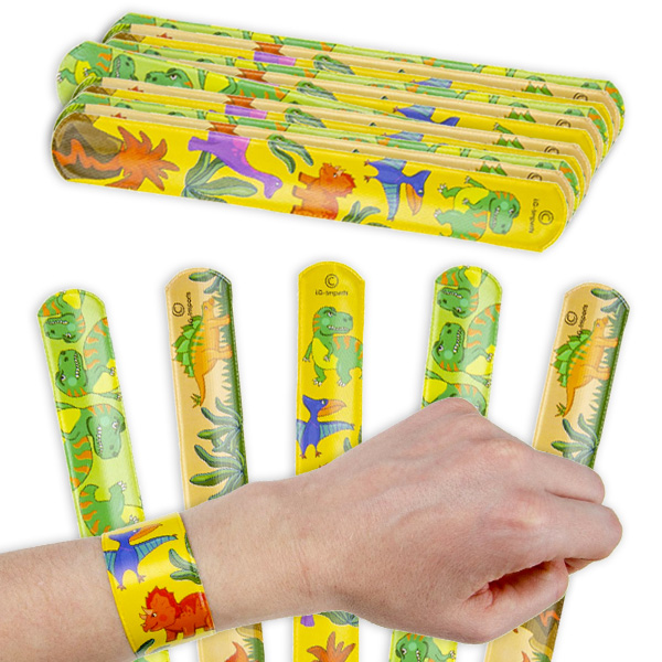 Großpack Schnapparmbänder Dinosaurier, 36 Stück, 22cm, Mitgebsel für Jungen von LG Imports