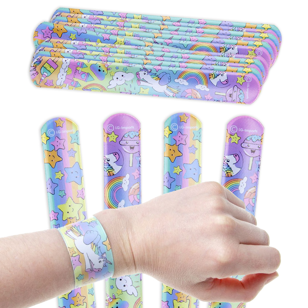Großpack Schnapparmbänder Einhorn, 36 Stück, 22cm, Mitgebsel für Mädchen von LG Imports