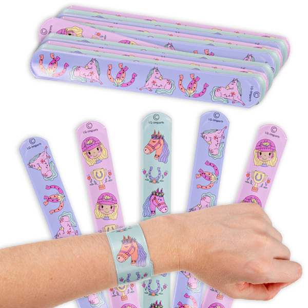 Großpack Schnapparmbänder Pferd, 36 Stück, 22cm, Mitgebsel für Mädchen von LG Imports