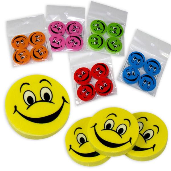 Smiley Radierer-Set, 4 Stück, 2,5cm, Radiergummis als Mitgebsel zur Emoji-Party von LG-Imports