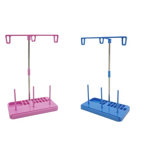 Garnhalter, 2-teiliges Set, 2-farbiger Organizer für Garn, jedes Regal für 3 Spulen von Threa D, perfektes Werkzeug für Stick- und Nähmaschinen (weiß und blau) von LGEGE