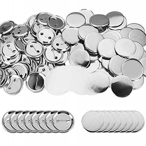 LGEGE 200 Sets Blanko-Knopfherstellungszubehör,25 mm/1 Zoll Rückabdeckung Pin Metallgehäuse & klare Folien-Sets für Knopfmacher-Maschine,Zubehör für individuelles Design DIY Abzeichen von LGEGE