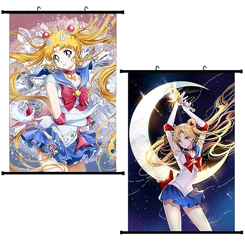 LGQHCE Sailor Moon Poster, 2 PCS Tsukino Usagi Poster Figur Poster Scroll Sailor Moon Anime Game Role - 40X60cm von LGQHCE