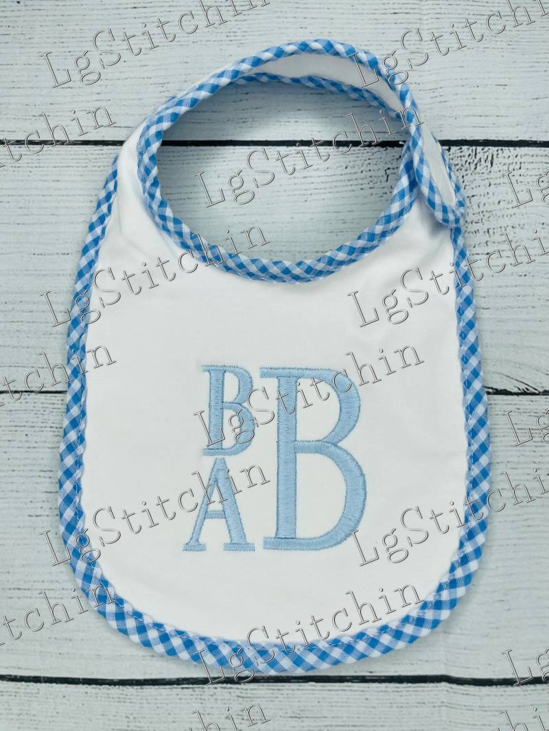 Mit Monogramm Lätzchen. Anfangslätzchen. Blau Vichykaro Zierlätzchen Benutzerdefinierte Lätzchen Baby Geschnitten Rosa Baumwollgeschenk von LGStitchin