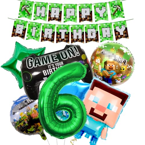 Dekorationen zum 6. Geburtstag, Happy Birthday Luftballons Banner Folienballons für Jungen Gaming Thema Party Supplies Dekoration Geburtstag Geburtstag Party Supplies von LGUZAKO