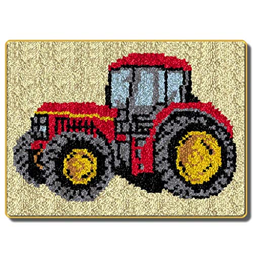 Knüpfteppich 3D Schlafender Traktorwagen Knüpfmatte Zum Selber Knüpfen Teppich Für Kinder, Erwachsene Oder Anfänger, Latch Hook Kits Child Rug,A,52 * 38cm/20 * 15in von LGWG