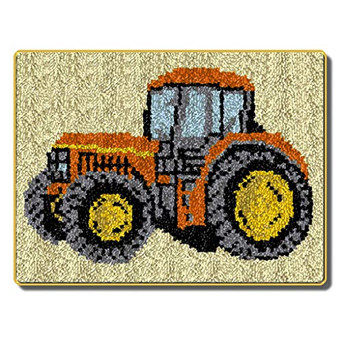 Knüpfteppich 3D Schlafender Traktorwagen Knüpfmatte Zum Selber Knüpfen Teppich Für Kinder, Erwachsene Oder Anfänger, Latch Hook Kits Child Rug,D,52 * 38cm/20 * 15in von LGWG