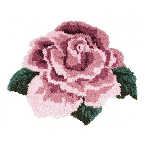 LGWG 3D Rosen Formteppich Knüpfteppich DIY Handarbeit Selbst Knüpfen Set Für Kinder Und Erwachsene Zum Selber Knüpfen,Flower,52 * 38cm/20 * 15in von LGWG