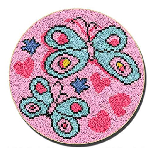 LGWG Formteppich Knüpfteppich Home Dekor/Geschenk Knüpfset Knüpfpackung Zum Selber Knüpfen Teppich Für Kinder, Erwachsene Oder Anfänger,Butterfly,D,50X50cm/20x20in von LGWG