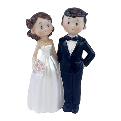 LGWJHCY Hochzeitspaar Cake Topper,Braut Bräutigam Figuren Kuchen Dekorationen,Romantisch Liebeskuchen Mit Brautstrauß Für Geburtstag Hochzeit Valentinstag Autodekoration von LGWJHCY