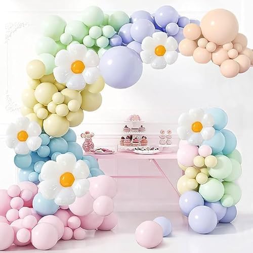 LGWJHCY Macarons Balloons, Pack of 133 Macarons Balloon Garland with Daisy Foil Balloons, Balloon Garland Party Decoration, Balloons Birthday, Baby Shower Birthday Decoration von LGWJHCY