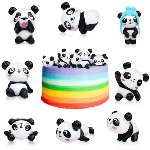 LGWJHCY Miniatur Panda Cake Topper, 8 Pieces Cupcake Figures Ornaments Panda Garden Doll Aquarium Decoration Playset Cute Figures Party Decor von LGWJHCY