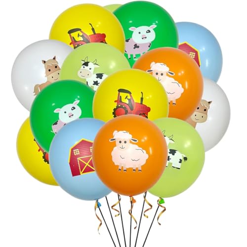 LGWJHCY Tiere Luftballon Deko Set, Bauernhof Tier Ballon, Tierdruck Latex Ballons, Kuh Schaf Schwein Maultier Traktor Haus Bauernhaus Ballon für Geburtstagsfeiern, Babyparty, Bauernhof Mottopartys. von LGWJHCY