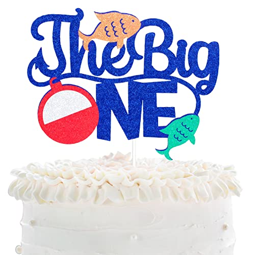 Tortenaufsatz "Fishing The Big One" – Little Fisherman Happy 1st Birthday Glitzer Bobber Fisch Kuchenaufsatz – Vorbei Angeln Ofishally One Birthday Cake Topper Dekoration von LHCING