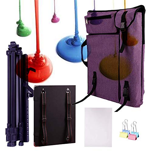 LHGDMJO Aluminium-Feld-Staffelei, Canvas-Tasche und Staffelei-Set, Kunst, kreative Staffelei, Bretter, Staffelei, Rucksack (lila, Leinentasche und Staffelei) von LHGDMJO