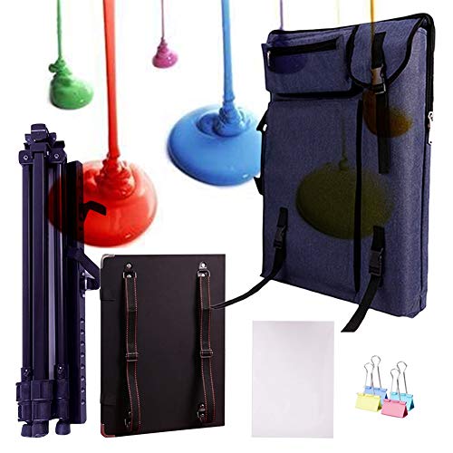 LHGDMJO Aluminium-Feld-Staffelei, Canvas-Tasche und Staffelei-Set, Kunst, kreative Staffelei, Tafeln, Staffelei, Rucksack (Dunkelblau, Canvas-Tasche und Staffelei) von LHGDMJO