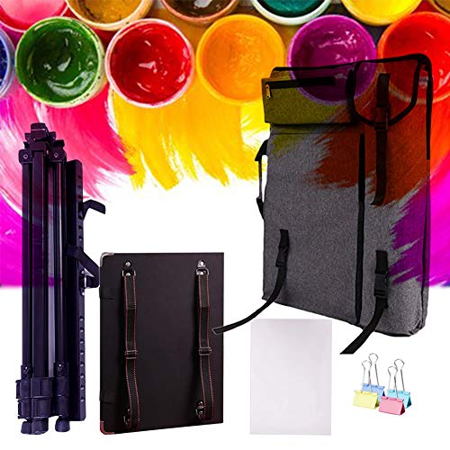 LHGDMJO Aluminium-Staffelei, Zubehör, verstellbare Kunst- und Buchstaffelei, große Kapazität, Staffelei, Rucksack (Grau, Canvas-Tasche und Staffelei) von LHGDMJO