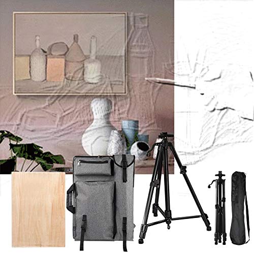 LHGDMJO Staffelei Ständer Hochzeit Staffelei Malset Leinwand Tasche Skizzenblock Staffelei Künstler Outdoor Skizzieren Malen (Schwarz, Hohlbrett und Leinwand Tasche) von LHGDMJO