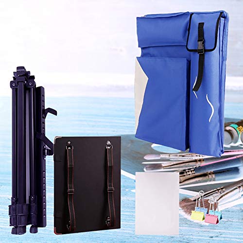 LHGDMJO Staffelei-Ständer für Bilderrahmen, große Kapazität, Staffeleien, Rucksack, Schultertasche, Skizzenblock (Blau, Leinentasche und Staffelei) von LHGDMJO