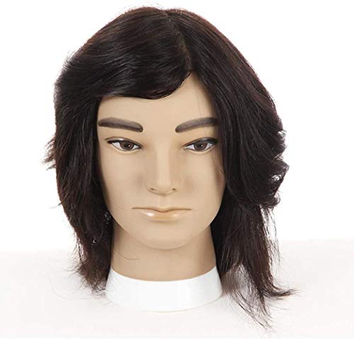 LHGDMJO Übungskopf Echthaar Haarstyling Mannequin Kopf Männlicher Kopf Modell Lehrkopf Friseurladen Flechten Haar von LHGDMJO