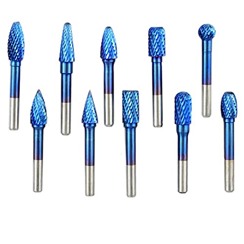 6x10mm Wolframcarbid Rotary Burss Super Blau Beschichtete Double Cut Rotationsfeile 1St(1pc H Type) von LHKQHRDL