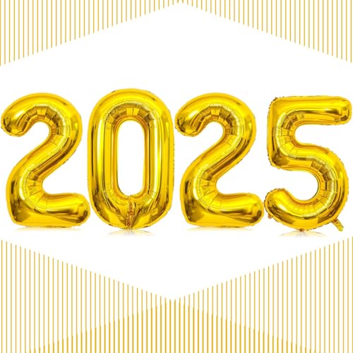 2025 Luftballons, Gaint 101,6 cm Gold 2025 Zahlenballons, 2025 Goldballons für Silvesterpartyzubehör 2025, Neujahrsdekorationen 2025, Weihnachten, Abschlussdekorationen von LHOAVWE