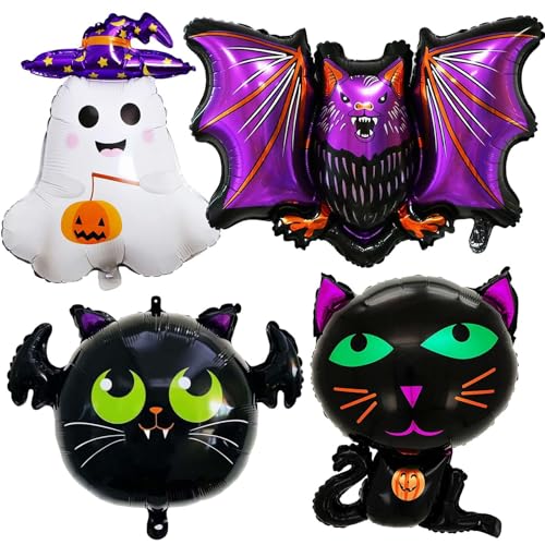 Halloween Luftballons Dekorationen Gruselige Halloween Fledermaus Katze Ballons für Halloween Mottoparty Dekorationen von LHOAVWE