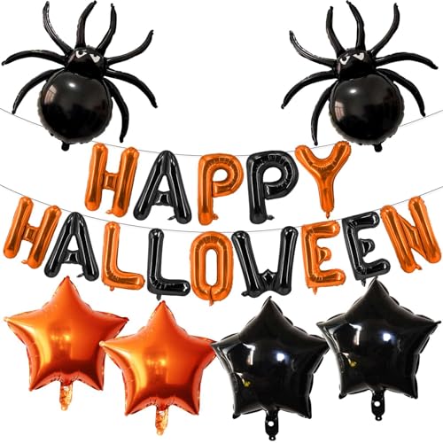 Schwarz-orangefarbene Happy Halloween-Ballons für Halloween-Party-Dekoration, gruselige Halloween-Ballons für Halloween-Party-Dekorationen von LHOAVWE