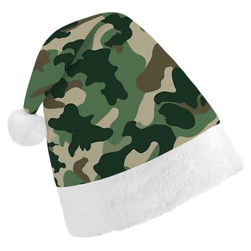 LHOKDR Weihnachtsmütze für Erwachsene mit Camouflage-Muster, Weihnachtsmannmütze für Damen und Herren, Grün von LHOKDR