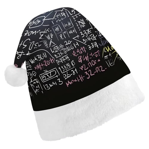 LHOKDR Weihnachtsmütze mit Mathe-Formel-Druck, Weihnachtsmütze für Erwachsene – Weihnachtsmütze für Damen und Herren von LHOKDR