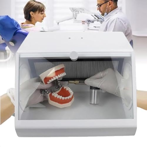 Dentallabor-Staubbox, Sandstrahlschutz-Staubsammler, 12 Sätze LED-Lichtquellen/Doppelabsauggeräte/transparentes Gehärtetes Glas, Zum Sandstrahlen, Läppen, Gravieren von LHQYA