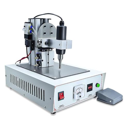 LHQYA Ultraschall-Punktschweißgerät, pneumatisches Kunststoffschweißgerät mit Pedal, automatischem Magnetventil/Gleitführungsschiene/Öl-Wasser-Filter, zum Punktschweißen von Vliesstoffen von LHQYA