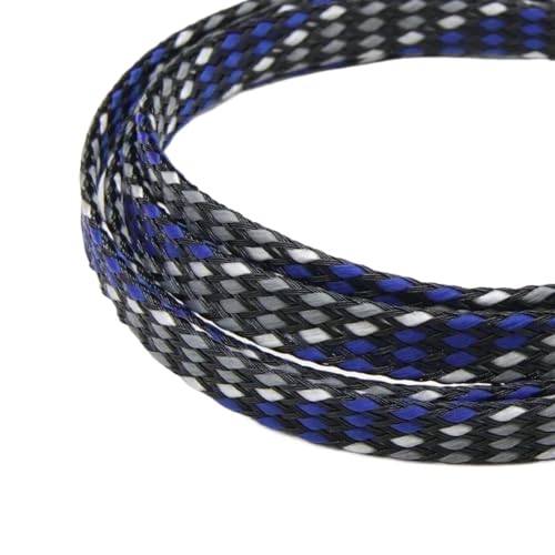 LHSJYG Cable Management 1/5/20/50M Erweiterte Geflechthülle PP-Baumwollgarn 4 8 12mm Weichdrahtwicklung Isolierter Kabelschutz Leitungsbaum Kabelmantel(Blue White Grey,12MM_20 Meters) von LHSJYG