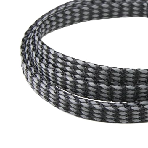 LHSJYG Cable Management 1/5/20/50M Erweiterte Geflechthülle PP-Baumwollgarn 4 8 12mm Weichdrahtwicklung Isolierter Kabelschutz Leitungsbaum Kabelmantel(Grey Black,12MM_1 Meter) von LHSJYG