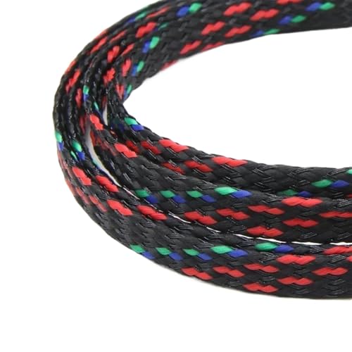 LHSJYG Cable Management 1/5/20/50M Erweiterte Geflechthülle PP-Baumwollgarn 4 8 12mm Weichdrahtwicklung Isolierter Kabelschutz Leitungsbaum Kabelmantel(Red Blue Green,12MM_50 Meters) von LHSJYG