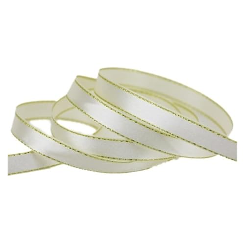 LHSJYG Satinband 25 Yards 3/8'' (10mm) Satin Ribbons Pink Golden Edge Ribbon Packaging Ribbons(Beige) von LHSJYG