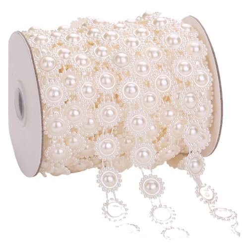 Perlenschnur 1 Meter/2 Meter ABS-Imitationsperlen-Kettenband-Borte for Nähen for DIY-Hochzeitsfeier-Bastel-Stirnband(Color:AA003 1m) von LHSJYG