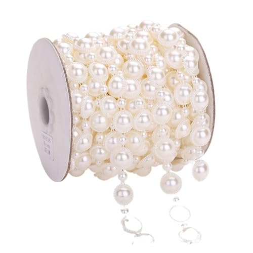 Perlenschnur 1 Meter/2 Meter ABS-Imitationsperlen-Kettenband-Borte for Nähen for DIY-Hochzeitsfeier-Bastel-Stirnband(Color:AA158 1m) von LHSJYG
