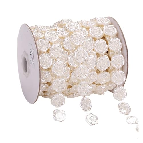 Perlenschnur 1 Meter/2 Meter ABS-Imitationsperlen-Kettenband-Borte for Nähen for DIY-Hochzeitsfeier-Bastel-Stirnband(Color:AA164 1m) von LHSJYG