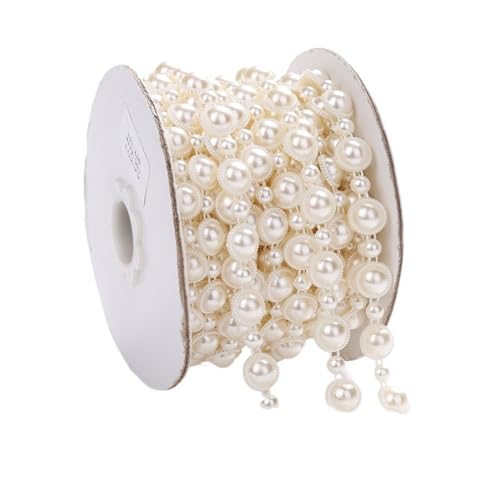 Perlenschnur 1 Meter/2 Meter ABS-Imitationsperlen-Kettenband-Borte for Nähen for DIY-Hochzeitsfeier-Bastel-Stirnband(Color:AA201 2m) von LHSJYG