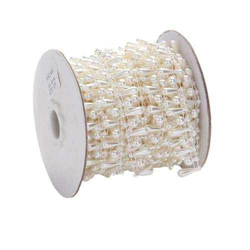 Perlenschnur 1 Meter/2 Meter ABS-Imitationsperlen-Kettenband-Borte for Nähen for DIY-Hochzeitsfeier-Bastel-Stirnband(Color:AA214 2m) von LHSJYG