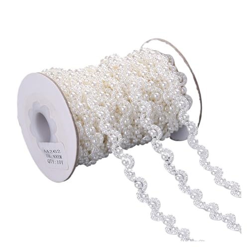 Perlenschnur 1 Meter/2 Meter ABS-Imitationsperlen-Kettenband-Borte for Nähen for DIY-Hochzeitsfeier-Bastel-Stirnband(Color:AA262 2m) von LHSJYG
