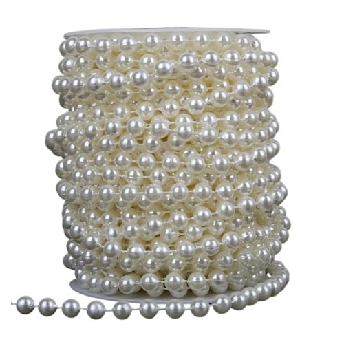 Perlenschnur 2m-10m Elfenbein Farbe 3mm-10mm Handwerk Quadrat Imitation Perle Perlen Baumwolle Linie Kette for DIY Hochzeit Party Dekoration Party(Color:8mm) von LHSJYG