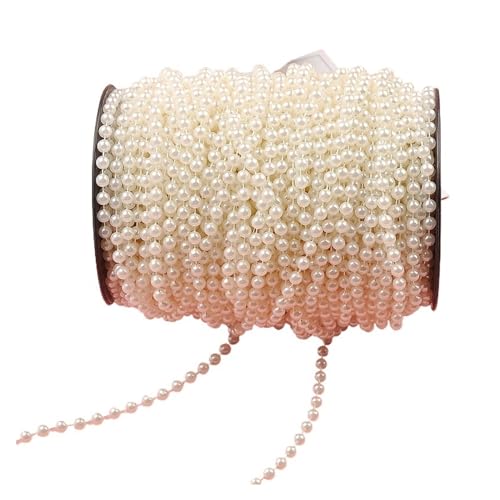 Perlenschnur 5 Meter 3mm/4mm/5mm/6mm/8mm Handwerk Quadrat Imitation Perle Perlen Baumwolle Linie Kette for DIY Hochzeit Party Dekoration Party Zubehör(Color:Beige 5m,Size:6mm) von LHSJYG