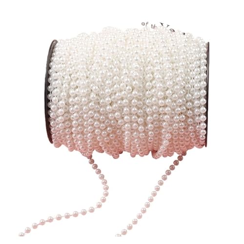 Perlenschnur 5 Meter 3mm/4mm/5mm/6mm/8mm Handwerk Quadrat Imitation Perle Perlen Baumwolle Linie Kette for DIY Hochzeit Party Dekoration Party Zubehör(Color:White 5m,Size:6mm) von LHSJYG