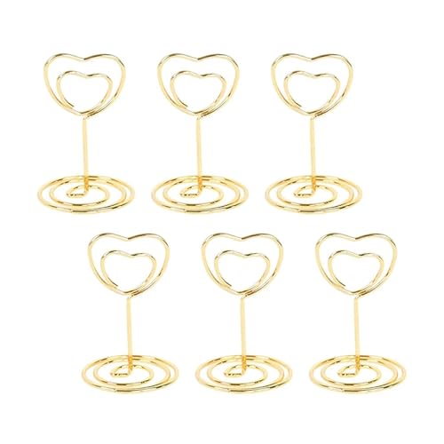 Tischnummer Halter Ständer 10 stücke Herzform Metall Kartenhalter Ständer Foto Nummer Name Clip Hochzeit Dekoration Tischhalter Tischkarte Memo Nachricht Clips(Gold-Heart) von LHSJYG