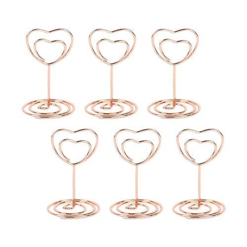 Tischnummer Halter Ständer 10 stücke Herzform Metall Kartenhalter Ständer Foto Nummer Name Clip Hochzeit Dekoration Tischhalter Tischkarte Memo Nachricht Clips(Rose Gold-Heart) von LHSJYG